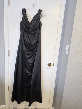 Wtoo Black Crystal Satin Off-Shoulder Dress - Brand: